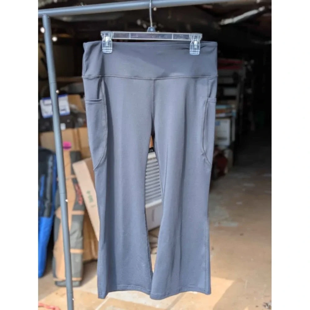 BALEAF Black Flare Yoga Pants L High Waist Pocket‎ Athletic Leggings Bootcut